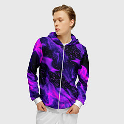 Толстовка 3D на молнии мужская ФИОЛЕТОВЫЙ ОГОНЬ, цвет: 3D-белый — фото 2