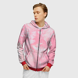 Толстовка 3D на молнии мужская Розовая Богемия, цвет: 3D-красный — фото 2