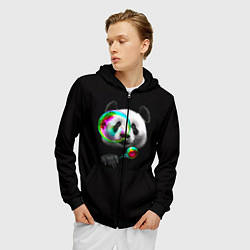 Толстовка 3D на молнии мужская Панда и мыльный пузырь, цвет: 3D-черный — фото 2