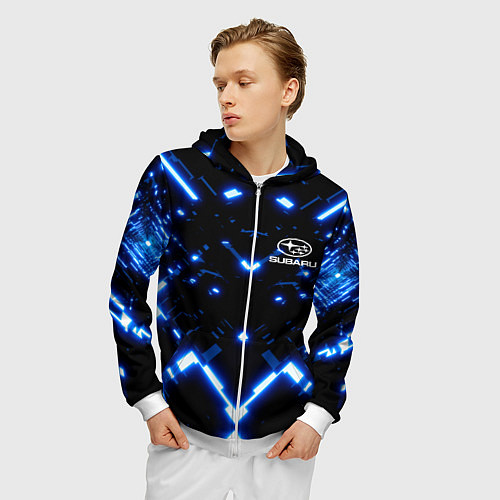 Мужская толстовка на молнии SUBARU / 3D-Белый – фото 3