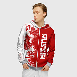 Толстовка 3D на молнии мужская Russia, цвет: 3D-меланж — фото 2