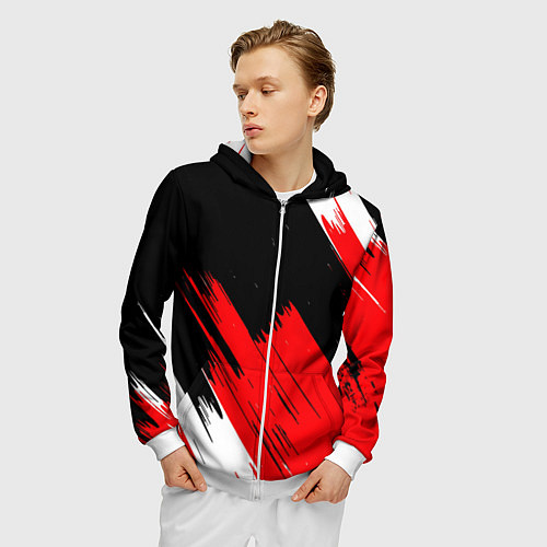 Мужская толстовка на молнии ТЕКСТУРА / 3D-Белый – фото 3