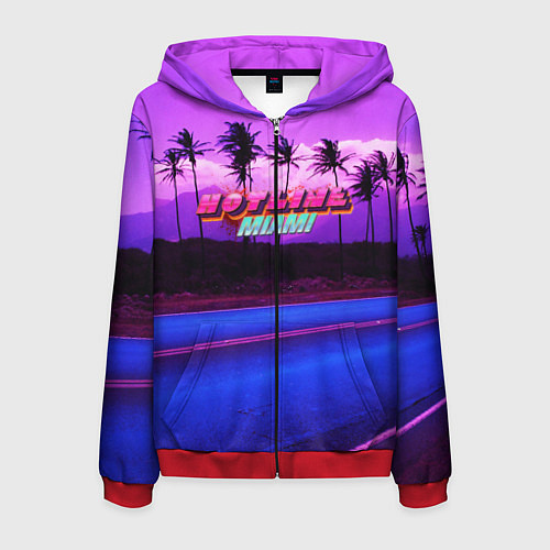 Мужская толстовка на молнии HOTLINE MIAMI / 3D-Красный – фото 1