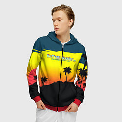 Толстовка 3D на молнии мужская HOTLINE MIAMI2, цвет: 3D-красный — фото 2