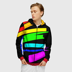 Толстовка 3D на молнии мужская НЕОНОВЫЕ КРАСКИ, цвет: 3D-красный — фото 2