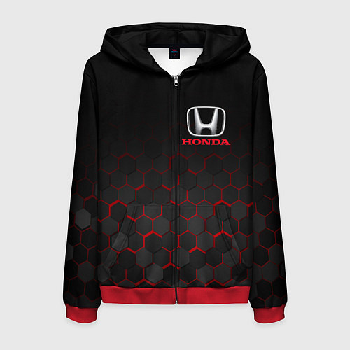 Мужская толстовка на молнии HONDA / 3D-Красный – фото 1