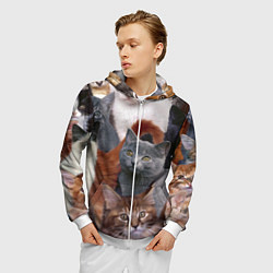 Толстовка 3D на молнии мужская КОТЯТКИ, цвет: 3D-белый — фото 2