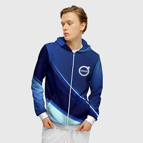 Мужская толстовка на молнии VOLVO / 3D-Белый – фото 3