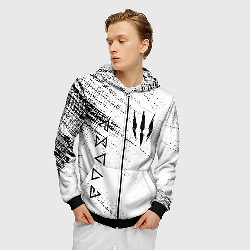 Мужская толстовка на молнии THE WITCHER / 3D-Черный – фото 3