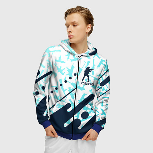 Мужская толстовка на молнии CS GO КС ГО / 3D-Синий – фото 3