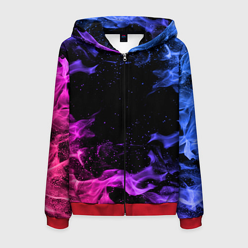 Мужская толстовка на молнии ОГОНЬ НЕОН / 3D-Красный – фото 1