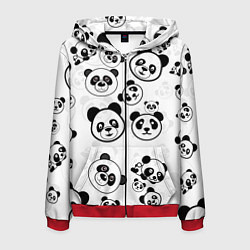 Толстовка 3D на молнии мужская Панды, цвет: 3D-красный