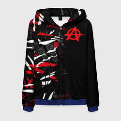 Толстовка 3D на молнии мужская Анархия, цвет: 3D-синий