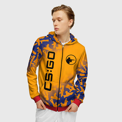 Мужская толстовка на молнии CS GO КС ГО / 3D-Красный – фото 3