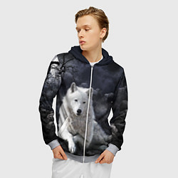 Толстовка 3D на молнии мужская БЕЛЫЙ ВОЛК D, цвет: 3D-меланж — фото 2