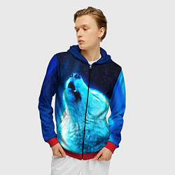 Толстовка 3D на молнии мужская ВОЛЧИЙ ВОЙ D, цвет: 3D-красный — фото 2