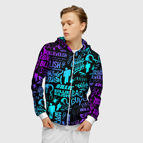 Мужская толстовка на молнии BILLIE EILISH БИЛЛИ АЙЛИШ / 3D-Белый – фото 3