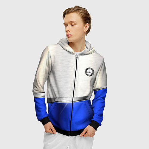 Мужская толстовка на молнии MERCEDES-BENZ / 3D-Черный – фото 3