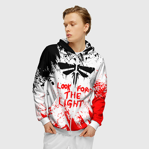 Мужская толстовка на молнии THE LAST OF US II / 3D-Белый – фото 3