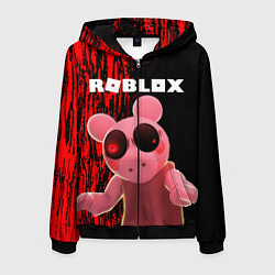 Толстовка 3D на молнии мужская Roblox Piggy, цвет: 3D-черный
