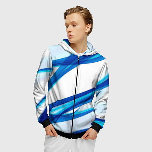 Мужская толстовка на молнии STRIPES BLUE / 3D-Черный – фото 3