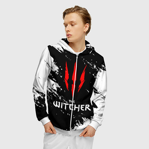 Мужская толстовка на молнии The Witcher / 3D-Белый – фото 3