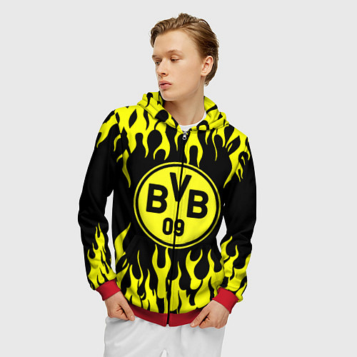Мужская толстовка на молнии BORUSSIA / 3D-Красный – фото 3