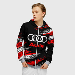 Толстовка 3D на молнии мужская AUDI, цвет: 3D-меланж — фото 2
