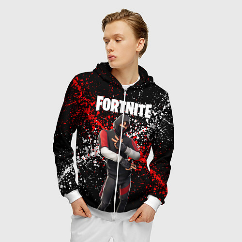 Мужская толстовка на молнии Fortnite Ikonik / 3D-Белый – фото 3