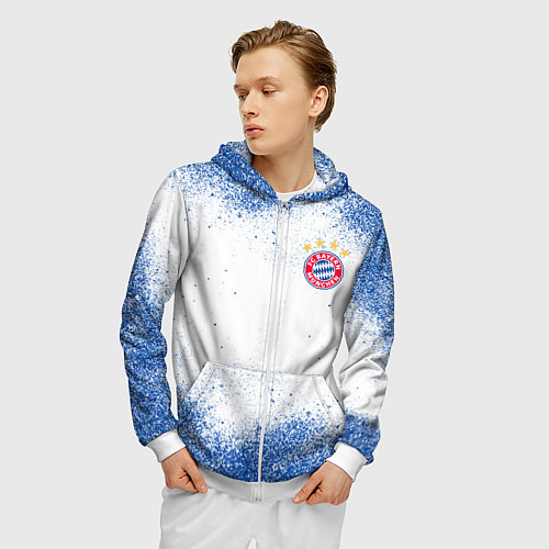 Мужская толстовка на молнии BAYERN MUNCHEN / 3D-Белый – фото 3