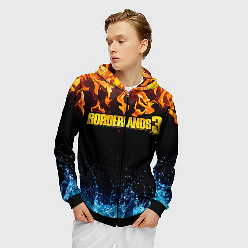 Мужская толстовка на молнии Borderlands 3 / 3D-Черный – фото 3