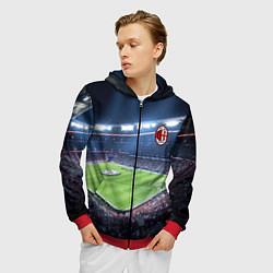 Толстовка 3D на молнии мужская FC MILAN, цвет: 3D-красный — фото 2
