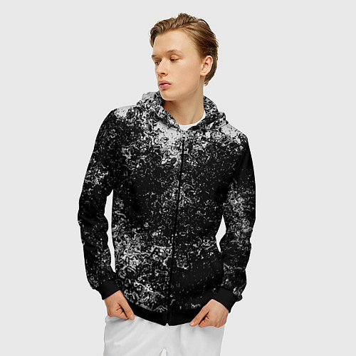 Мужская толстовка на молнии БРЫЗГИ-КРАСОК / 3D-Черный – фото 3