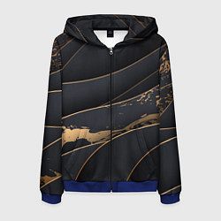 Толстовка 3D на молнии мужская Black gold, цвет: 3D-синий