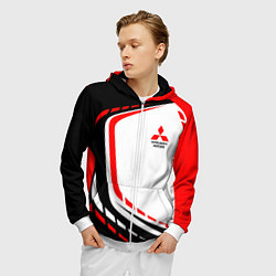 Толстовка 3D на молнии мужская Mitsubishi EVO Uniform, цвет: 3D-белый — фото 2
