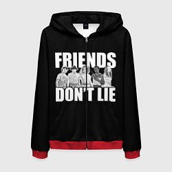 Толстовка 3D на молнии мужская Friends Dont Lie, цвет: 3D-красный