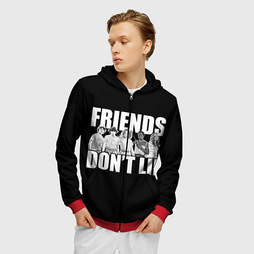 Мужская толстовка на молнии Friends Dont Lie / 3D-Красный – фото 3