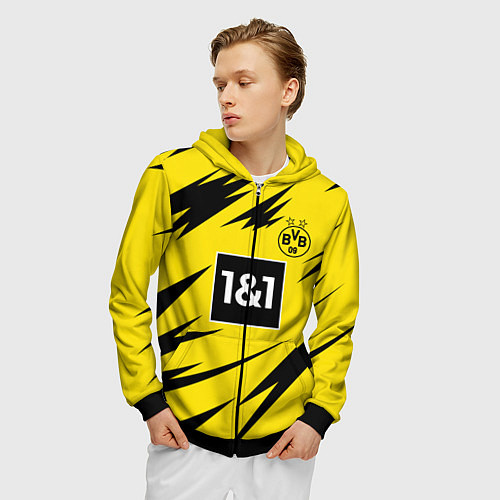 Мужская толстовка на молнии HAALAND Borussia Dortmund / 3D-Черный – фото 3