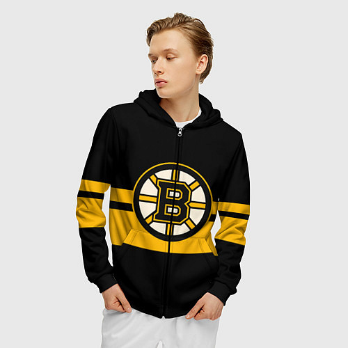 Мужская толстовка на молнии BOSTON BRUINS NHL / 3D-Черный – фото 3