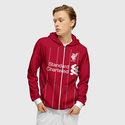 Мужская толстовка на молнии Liverpool FC / 3D-Белый – фото 3