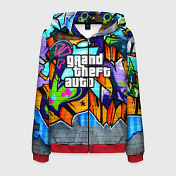 Толстовка 3D на молнии мужская GTA, цвет: 3D-красный