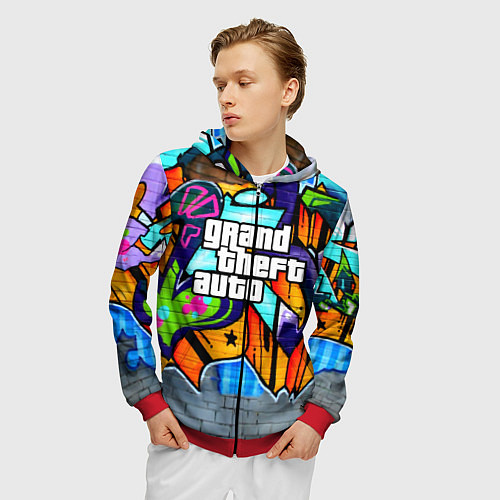 Мужская толстовка на молнии GTA / 3D-Красный – фото 3