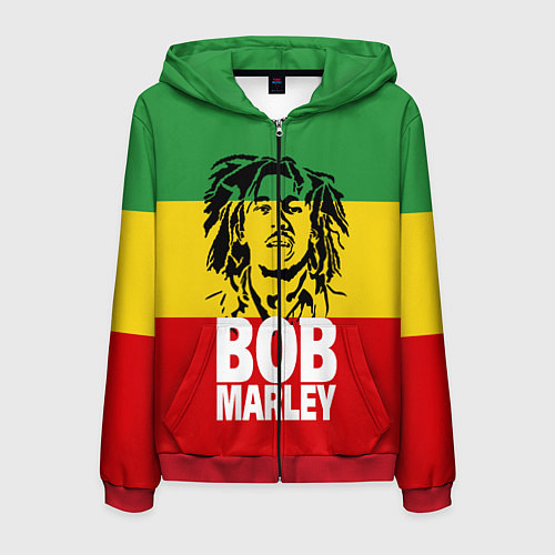 Мужская толстовка на молнии Bob Marley / 3D-Красный – фото 1