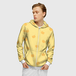 Толстовка 3D на молнии мужская Кошки, цвет: 3D-белый — фото 2