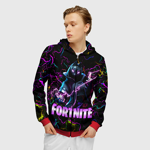 Мужская толстовка на молнии Fortnite Молнии / 3D-Красный – фото 3