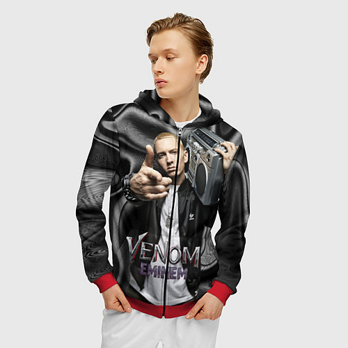 Мужская толстовка на молнии Eminem-Venom / 3D-Красный – фото 3