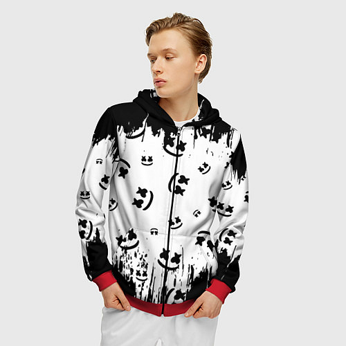 Мужская толстовка на молнии MARSHMELLO МАРШМЕЛЛОУ / 3D-Красный – фото 3