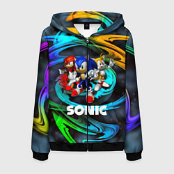 Толстовка 3D на молнии мужская SONIC TRIO, цвет: 3D-черный