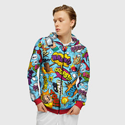 Толстовка 3D на молнии мужская Pop art comics, цвет: 3D-красный — фото 2