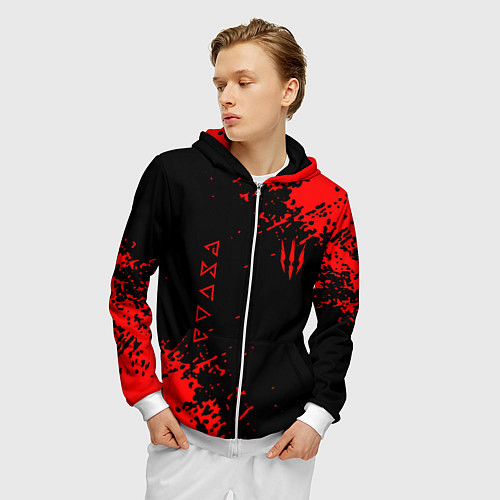 Мужская толстовка на молнии The Witcher / 3D-Белый – фото 3